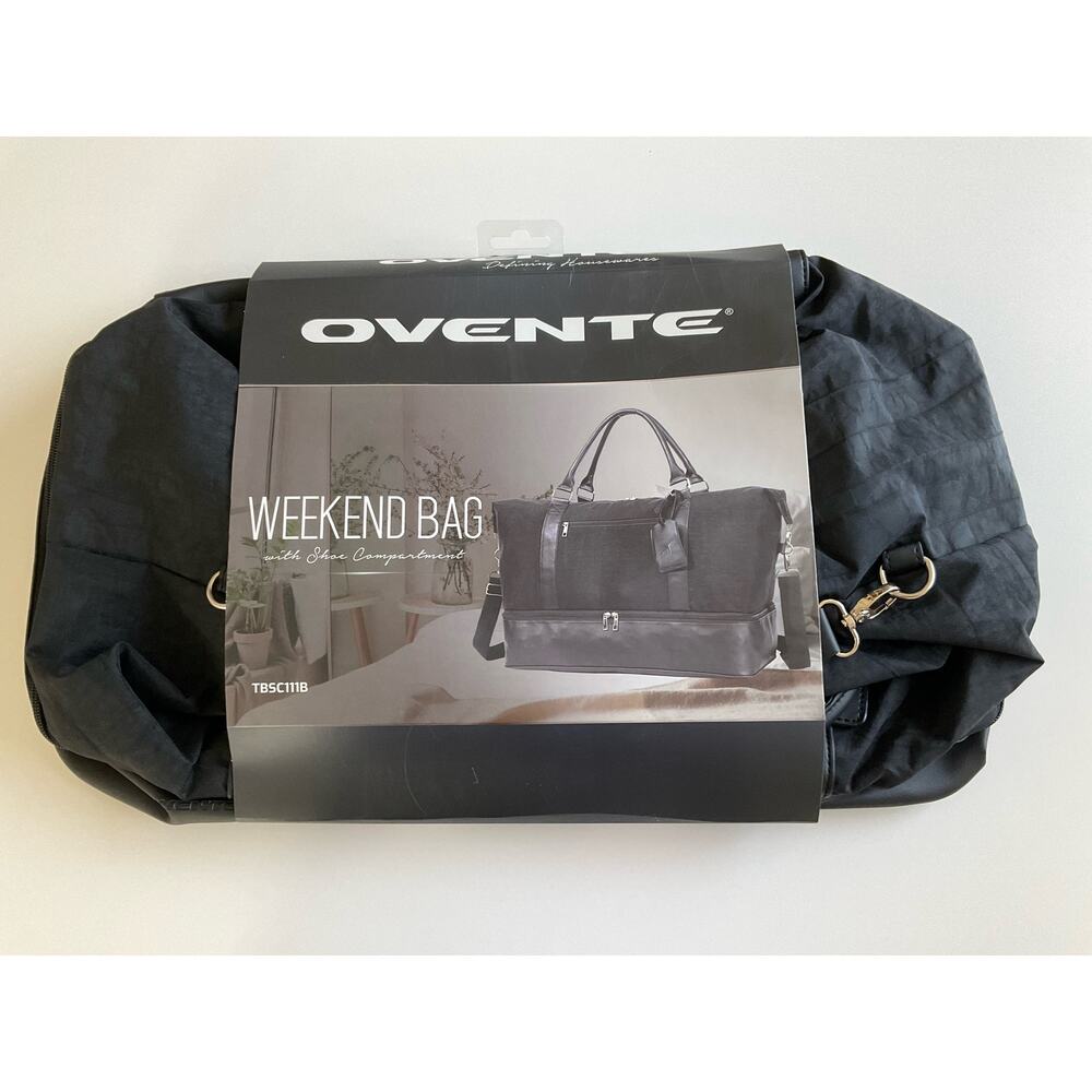 WEEKENDER OVERNIGHT BAG WITH SHOE COMPARTMENT BY OVENTE BLACK